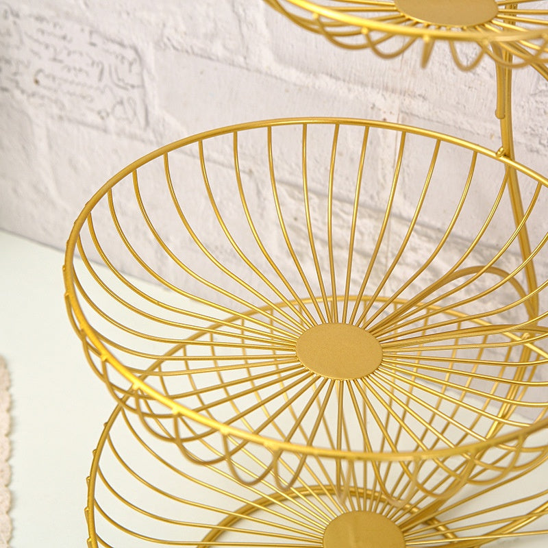 3 Tiers Golden Fruit Storage Baskets Nordic Tier Gold Vegetables Kitchen Organizer Fruit Basket Living Room Home Rack