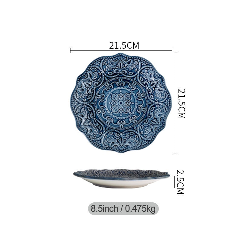 Flat Ware Household Bowl Nordic Ceramic Plate Dishes Creative Personalized Dishes Baked Rice Bowl Nordic Style Plate