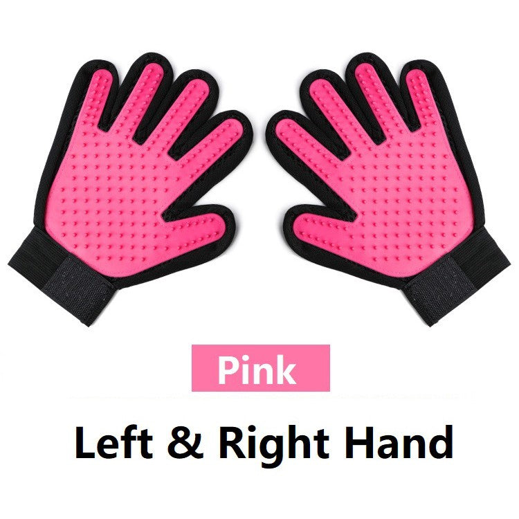 L+R Hand Pet Glove Cat Dog Grooming Hair Brush Remover Deshedding