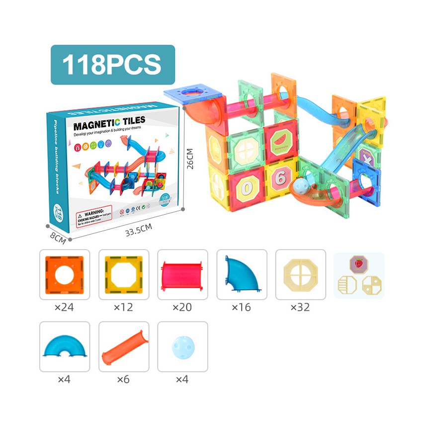 88/118/178Pcs Magnetic Building Blocks Educational Magnet Toys Pipeline Children Kids Gift