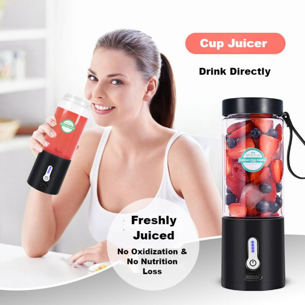 Powerful Portable 6 Cutter Head Blender Household 530ml USB Type-C Charging Blender Fruit Vegetable Mini Wireless Juicer