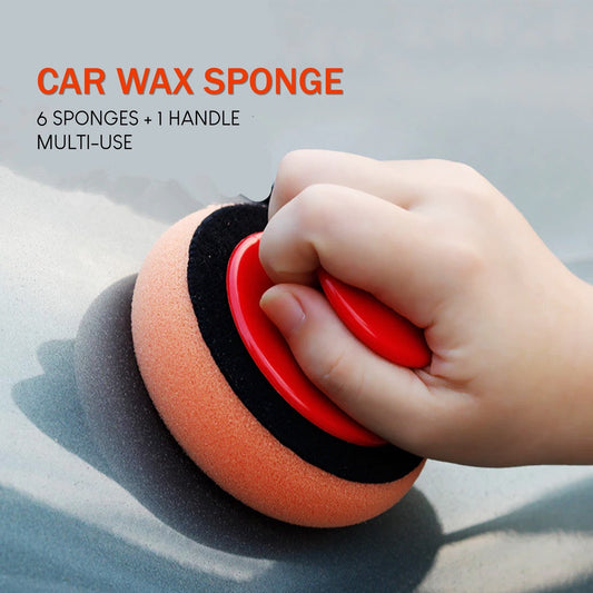 6PCS/Set Sponge Car Wash Wax Polish Applicator Pads with Grip Handle for Cleaning, Waxing, and Polishing