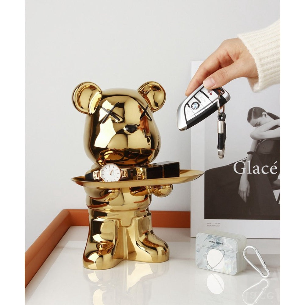 Ceramic Plating Violent Bear Ornaments Living Room Light Luxury Entrance Key Tray Storage Wine Cabinet Home Influencer