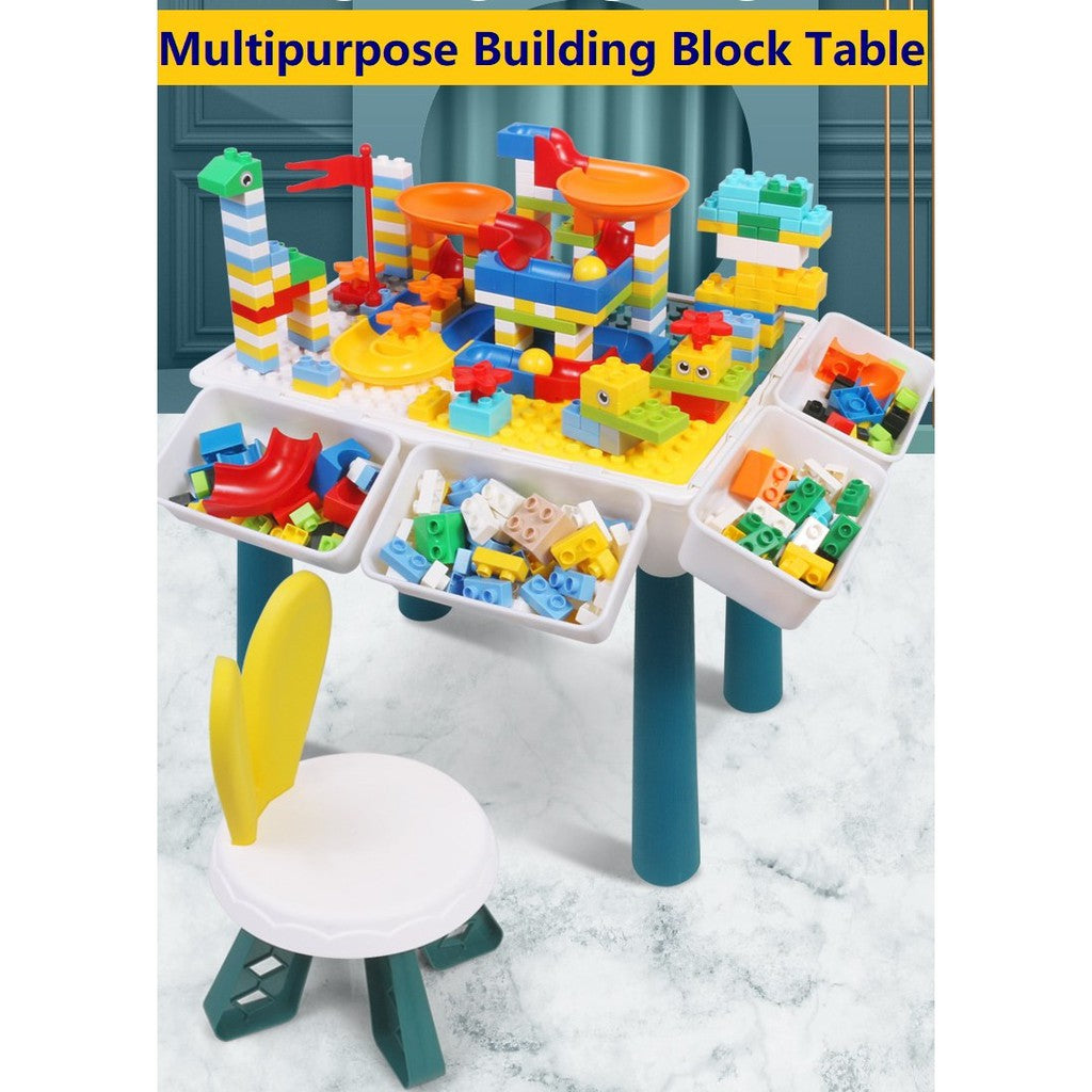 Multipurpose Children Kids Building Block Toy Table Chair Study Desk Storage