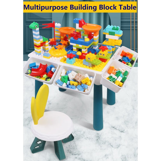 Multipurpose Children Kids Building Block Toy Table Chair Study Desk Storage