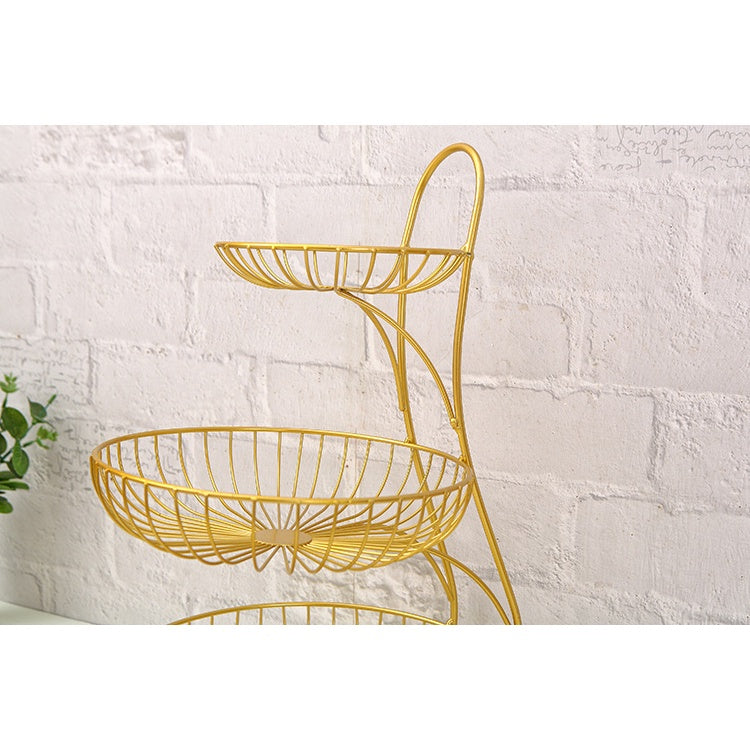 3 Tiers Golden Fruit Storage Baskets Nordic Tier Gold Vegetables Kitchen Organizer Fruit Basket Living Room Home Rack