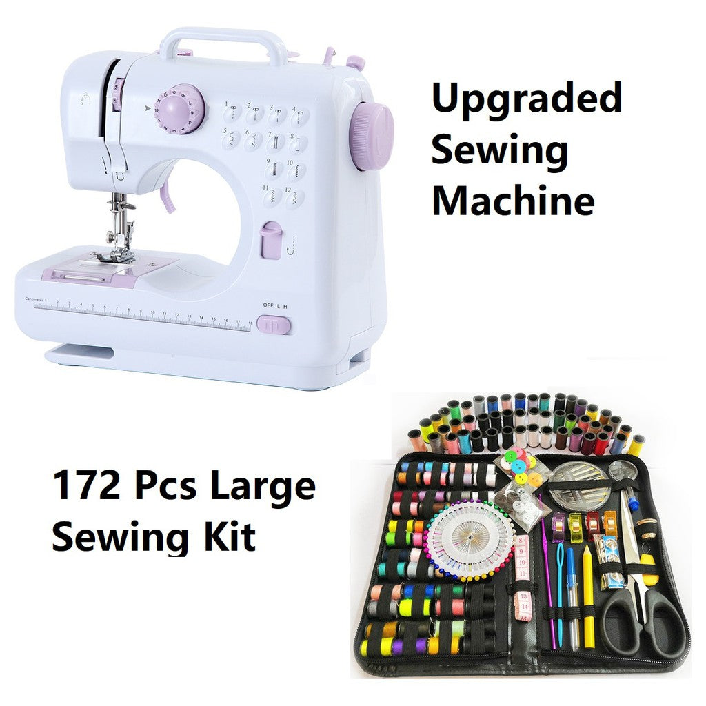 Upgraded Sewing Machine (12 stitches) 3 pin plug warranty needle thread can add Sewing Kit