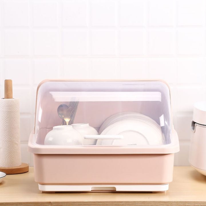 Dish Storage Box Rack Kitchen Organiser With Cover Cupboard Large Size Plate Drying Shelf Tableware Household Chopsticks