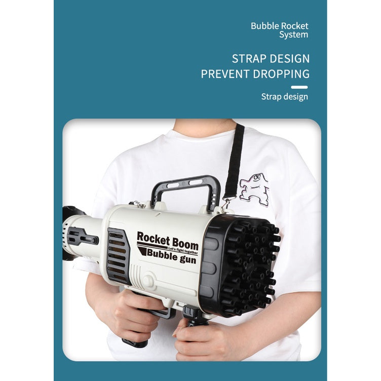 Super Bubble Machine Toy 64-Hole Automatic Gatling Handheld Bubble Gun Automatic Electric Bubble Maker Indoor Outdoor