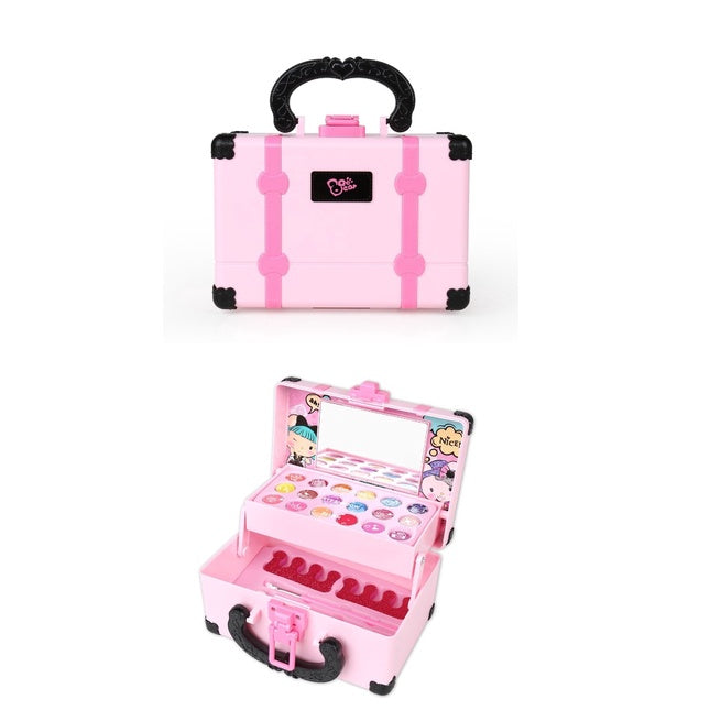 Non-toxic 32PCS Kids Real Makeup for Girls Kit Washable Mild Makeup Set Retro Beauty Pretend Play