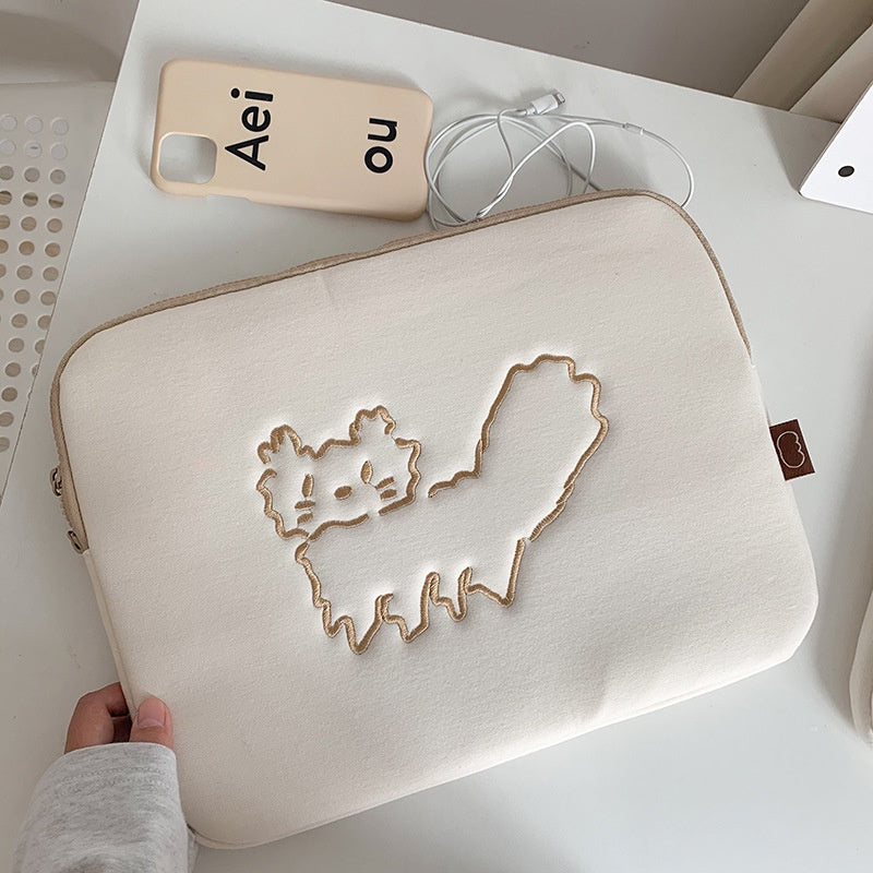 Laptop Bag Korean Style Cute And Fashionable 13 Inch Cute Cat 11 Inch Brown Bear Laptop Liner Bag Soft And Comfortable