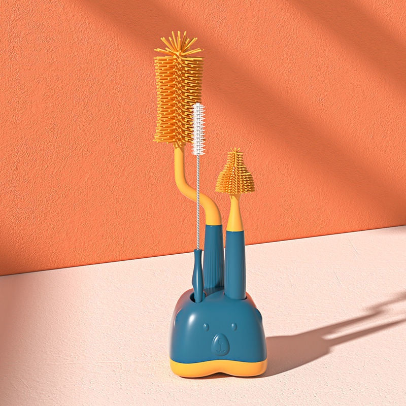 3 In 1 Soft Silicone Bottle Brush 360 Degree Rotary Nipple Brush Baby Bottle Teat Straw Cleaner Multipurpose Set Babies