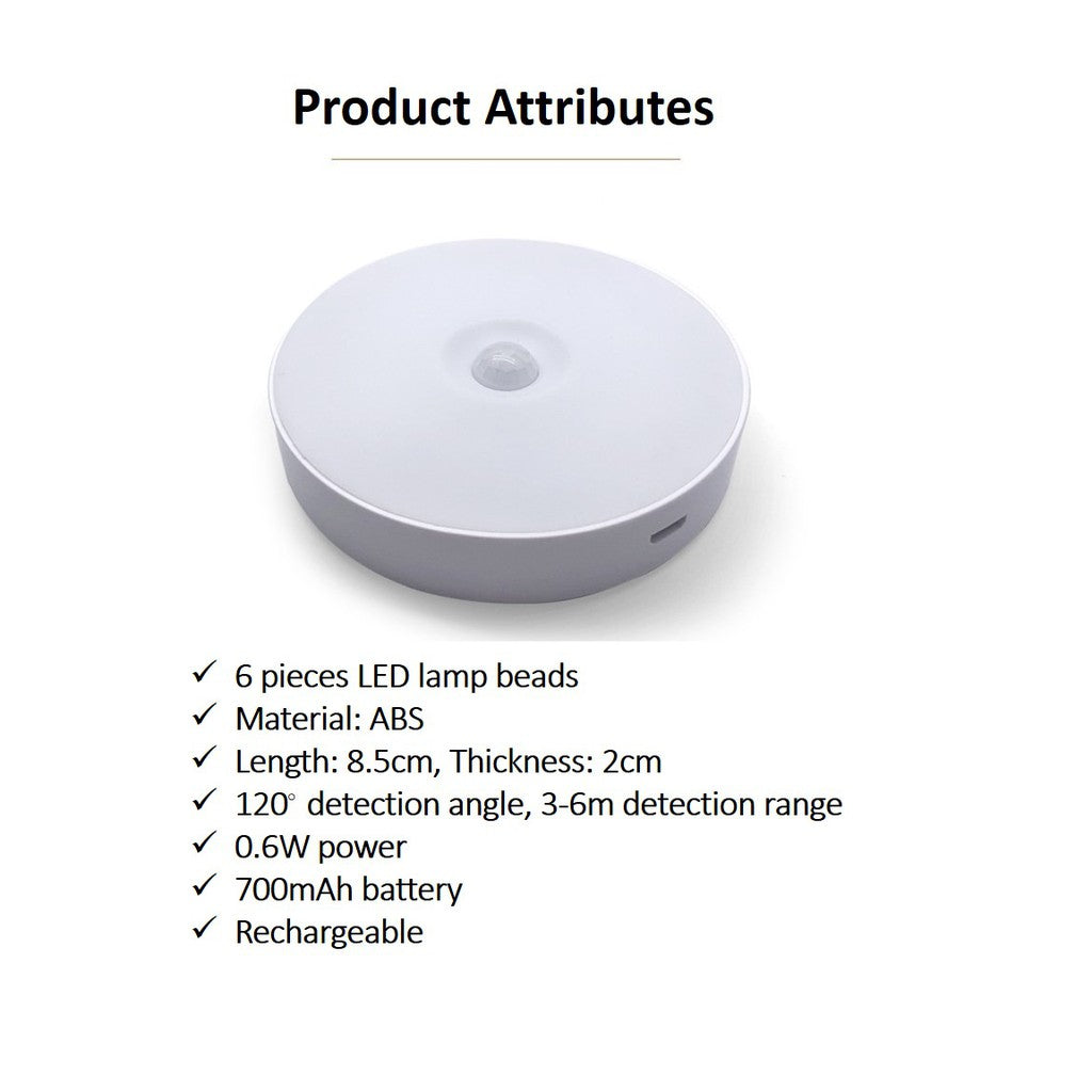 Motion Sensor Night Light Battery Powered Rechargeable Stairway Cupboard Bedroom