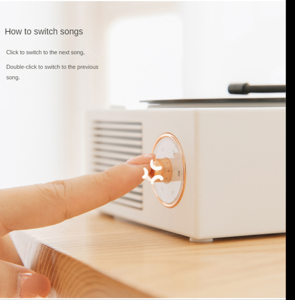 Retro Atom Vinyl Record Player Bluetooth Speaker Audio Desktop Wireless Multi-function Mini Portable Speaker Supports SD