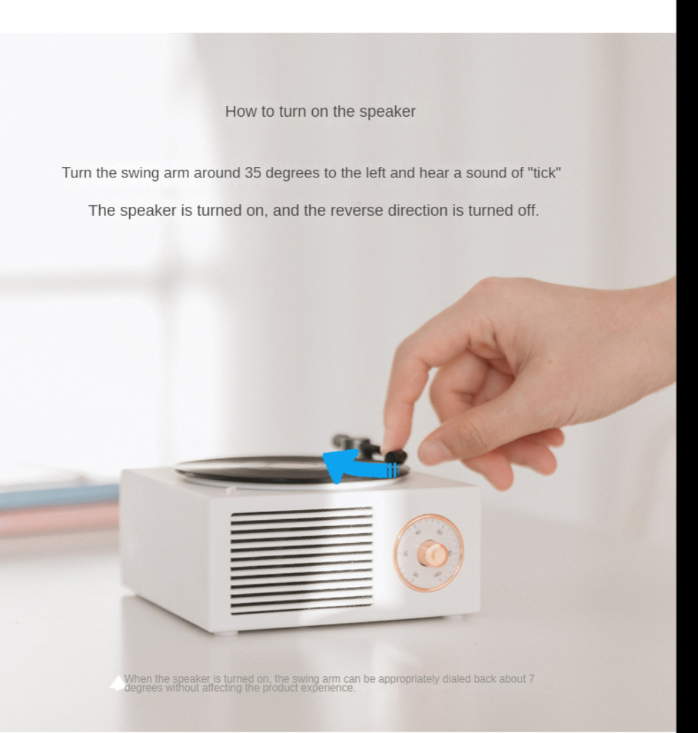Retro Atom Vinyl Record Player Bluetooth Speaker Audio Desktop Wireless Multi-function Mini Portable Speaker Supports SD