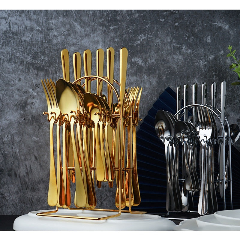 24 Pcs Stainless Steel Cutlery Set Table Knife Fork Spoon Kitchen Tableware Silverware Sets Made Of High Quality Grade