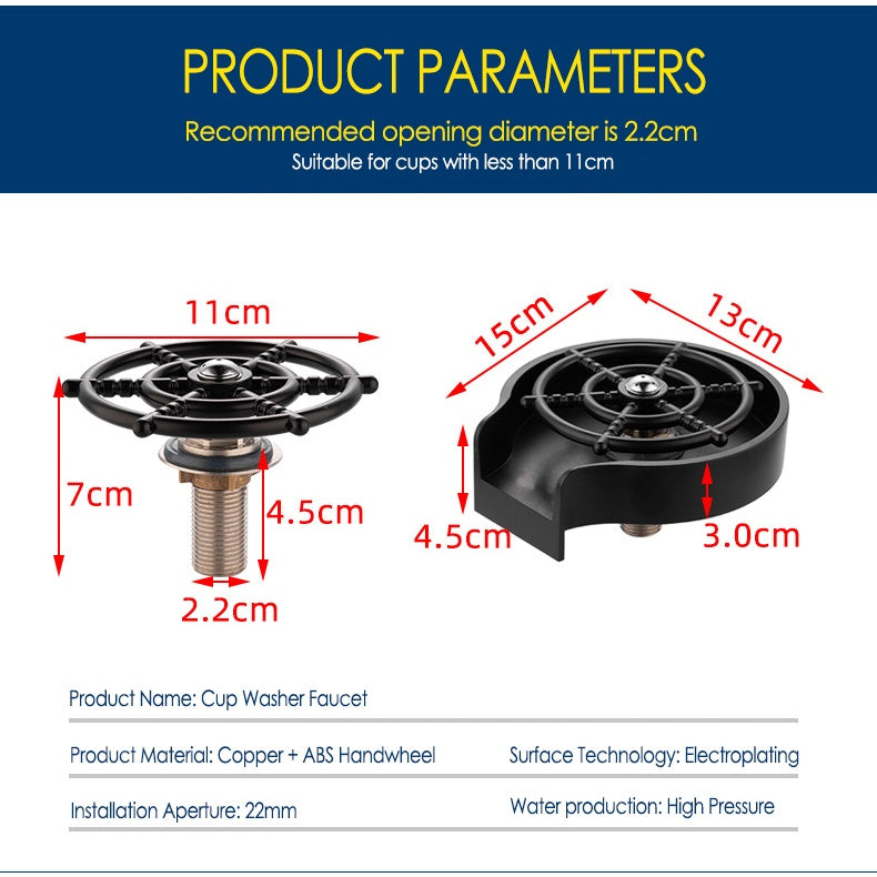 Cup Washer Bottle Kitchen Sink Kit Automatic Milk Bottle Coffee Cup Glass Cleaner Beer Pitcher Bar Automatic Washer