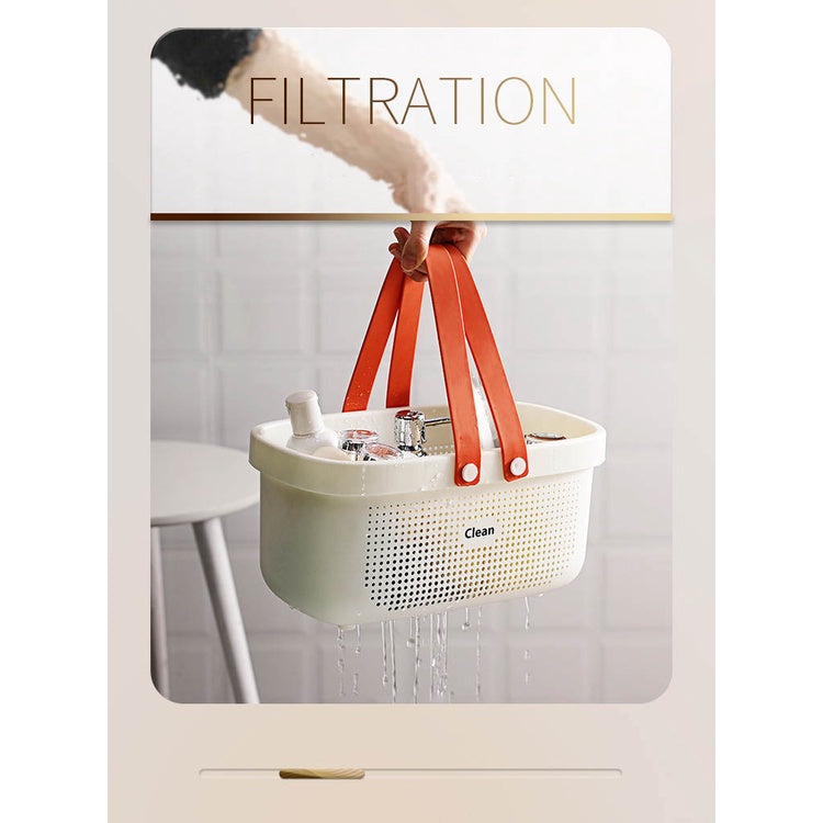 Portable Bathroom Basket Bath Wash Toilet Storage Shower Closet Kitchen Storage Drain Basket Box Organizer Handles Holes