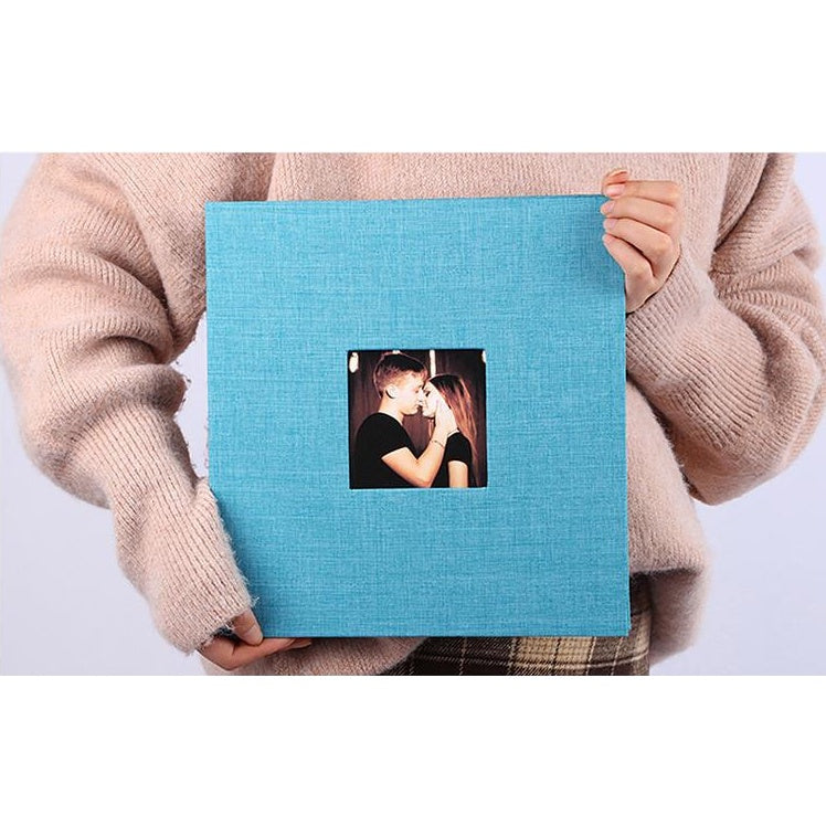 Linen Photo Album Self-Adhesive Scrapbook DIY Memory Photo Album Birthday Gift Wedding Anniversary Photo Album-Gray