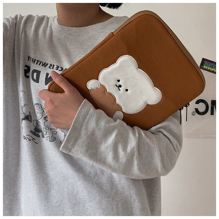 Laptop Bag Korean Style Cute And Fashionable 13 Inch Cute Cat 11 Inch Brown Bear Laptop Liner Bag Soft And Comfortable
