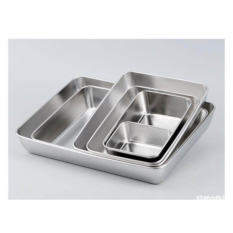 Stainless Steel Tray Flat Bottom 304Plate Rectangular Household Holding Vegetable Basin Baking Pan With Or Without Cover