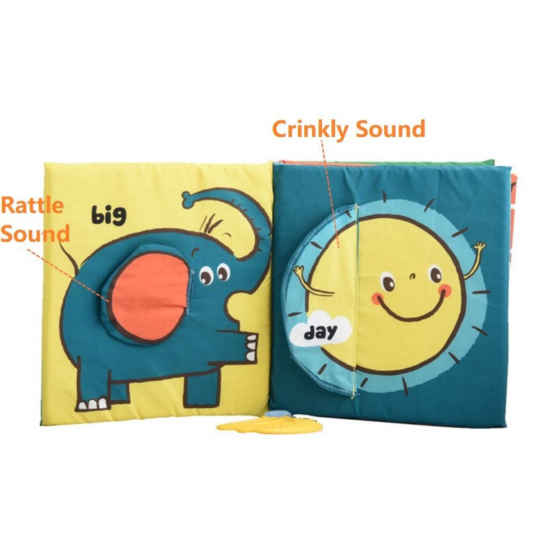 Baby English 3D Sensory Cute Cloth Books Kids Crinkle Sound Educational Crinkly