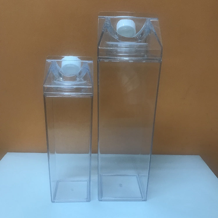 1000ml Square Milk Bottle Clear Transparent Acrylic Bottle Stylish Milk Carton Shaped Water Bottle Milk and Tea