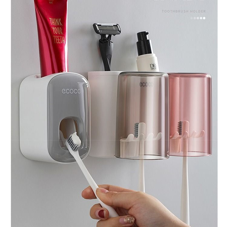 Copy of ECOCO Wall Mount Household Automatic Toothpaste Dispenser Toothbrush Holder Wall Mount Bathroom Accessories Set Rack
