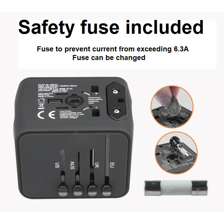 Universal Travel Adapter (4 USB) 150 countries with quick charge