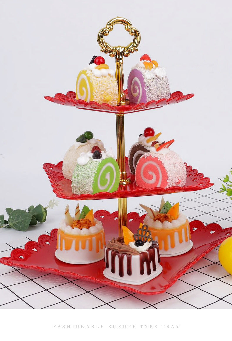 Dessert Stand Cake Stand Fruit Cupcake Display Dessert Stand Birthday Party 3-tier Plastic Stand