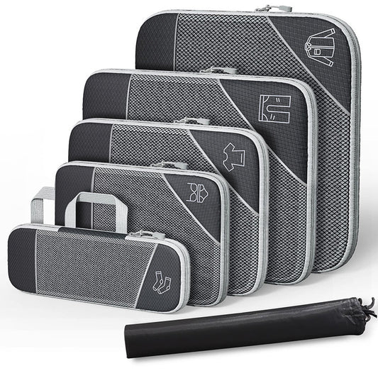 6 Packs Compression Packing Cubes Travel Toiletries and Clothes Storage Bag Set Luggage Suitcase organizer Bags