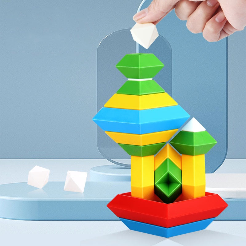 30 Pcs Pyramid Building Blocks Set Montessori Construction Toy Reusable Stacking Educational Toys