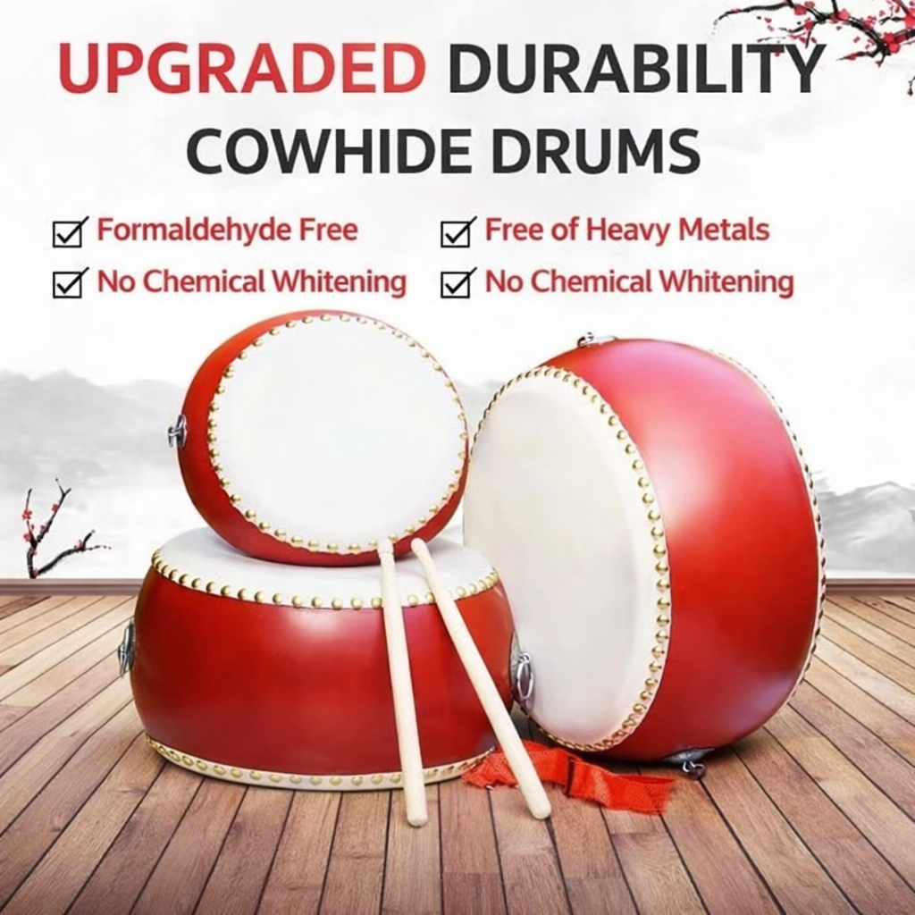 Lion Dance Drum Set Cowhide Toy for Kids Kindergarten Large Small Drums Chinese Percussion Instrument Festival Performance Drum Set