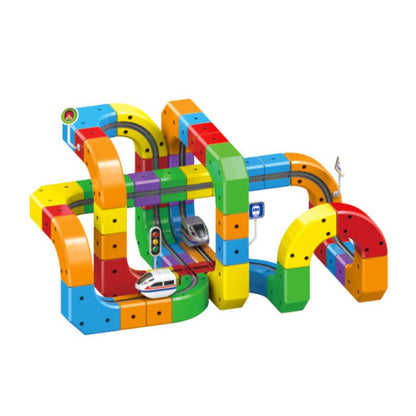 Electric Train Toy Set, Magic Track Cube 123 Particles Assembly, Electric Train DIY, Children's Toys, Suitable for 3-8 Years Old Boys Girls