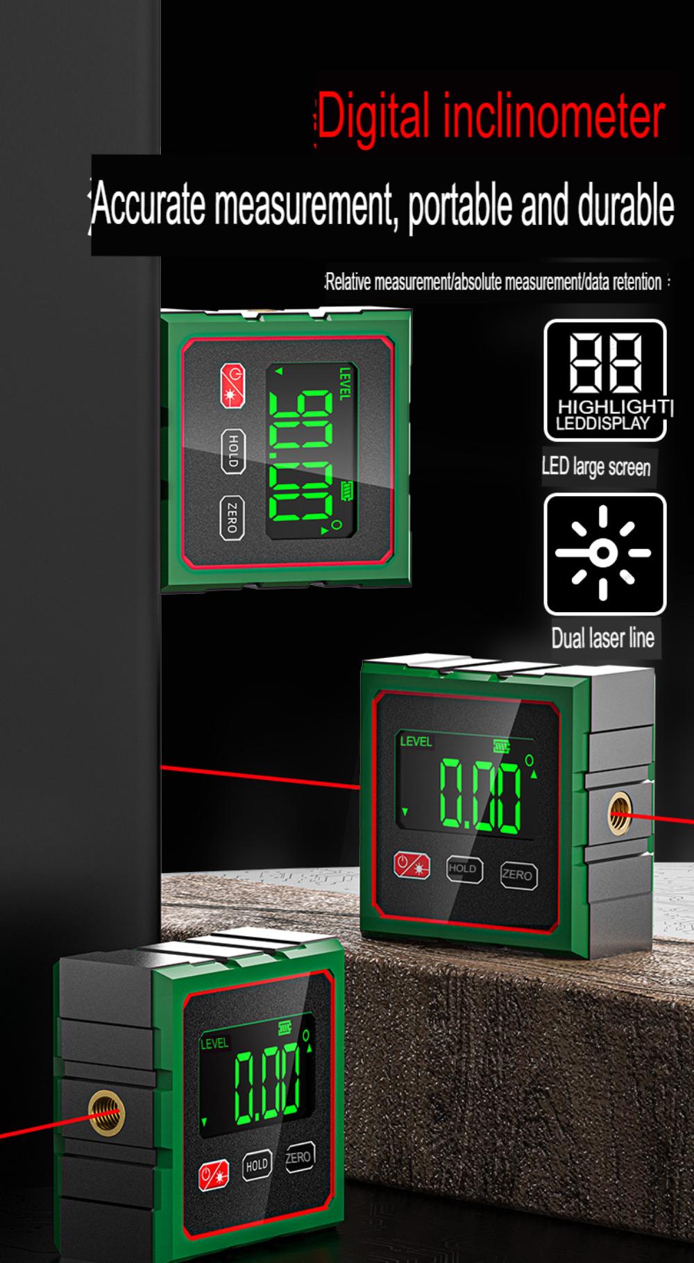 1/4 Sided Magnetic Digital Angle Finder with Electronic Laser Dot Magnet Mini Electronic Protractor Digital Display
