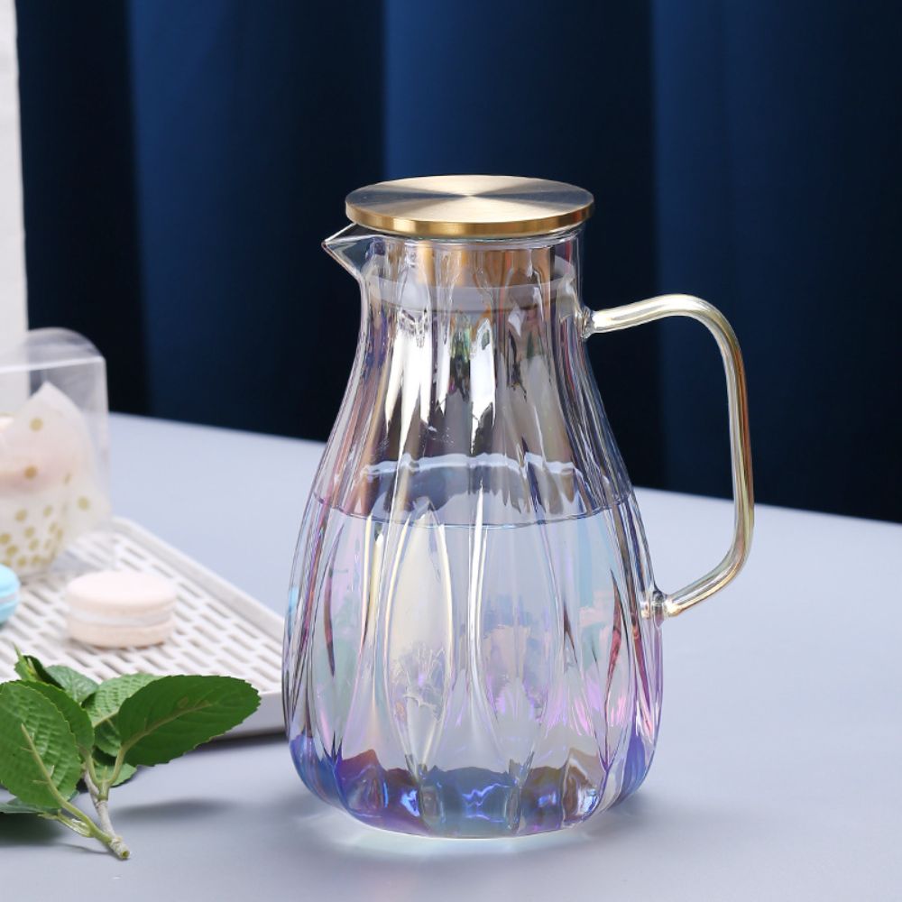 2L Colorful Cold Kettle Amber Glass Water Jug Heat Resistant Glass TeaPot Water Carafe Juice Lemonade Glass Pitcher