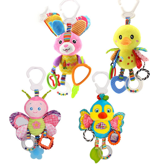 Baby Plush Toy Cot Stroller Hanging Toy Baby Early Development Toys Multifunctional Lathe Hanging Plush Toy Rattle Mirror Teether Bed Bell