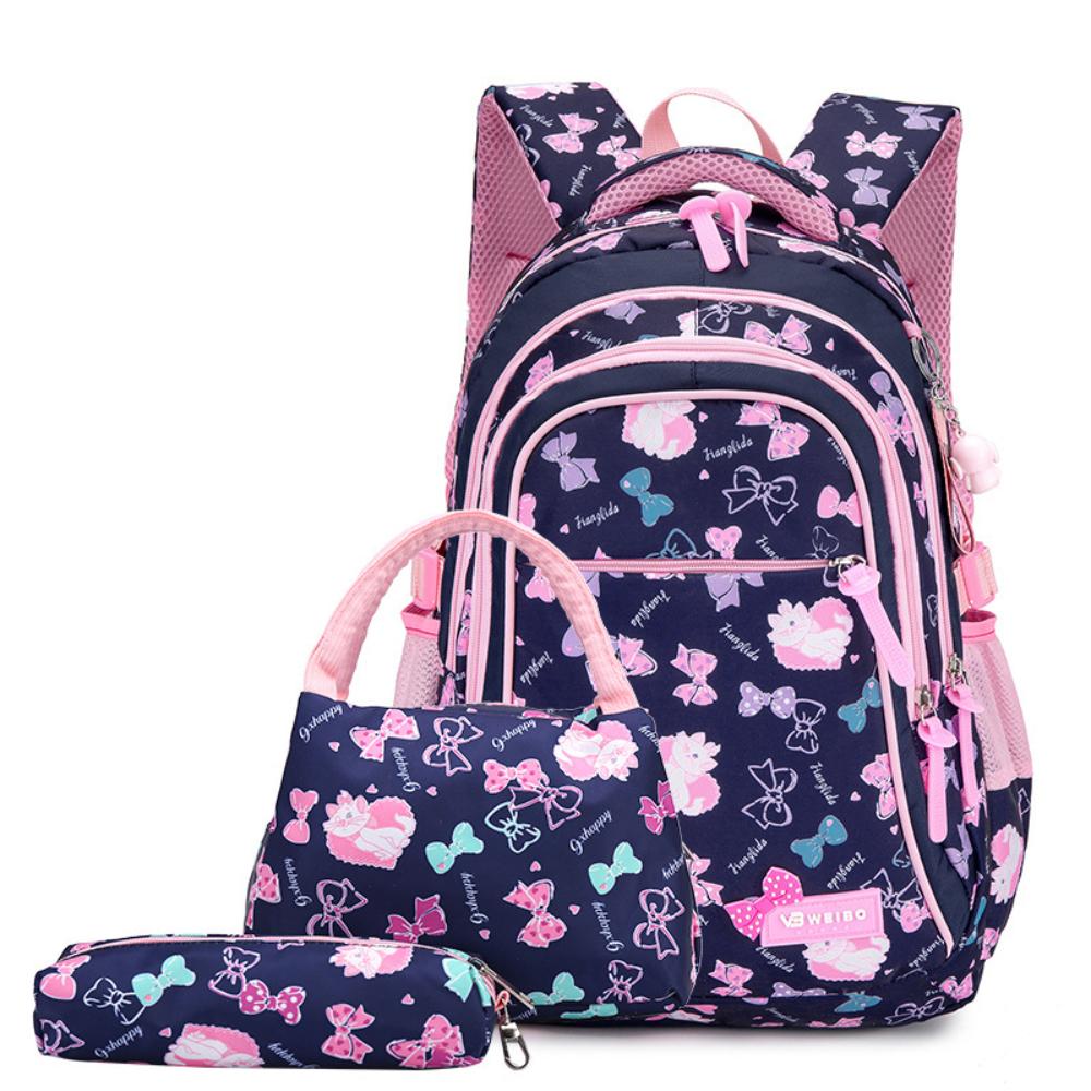 Backpack for Teen Girls 3PCs Set Black Purple Blue Rose Red School Bags for Teenage Girls Waterproof