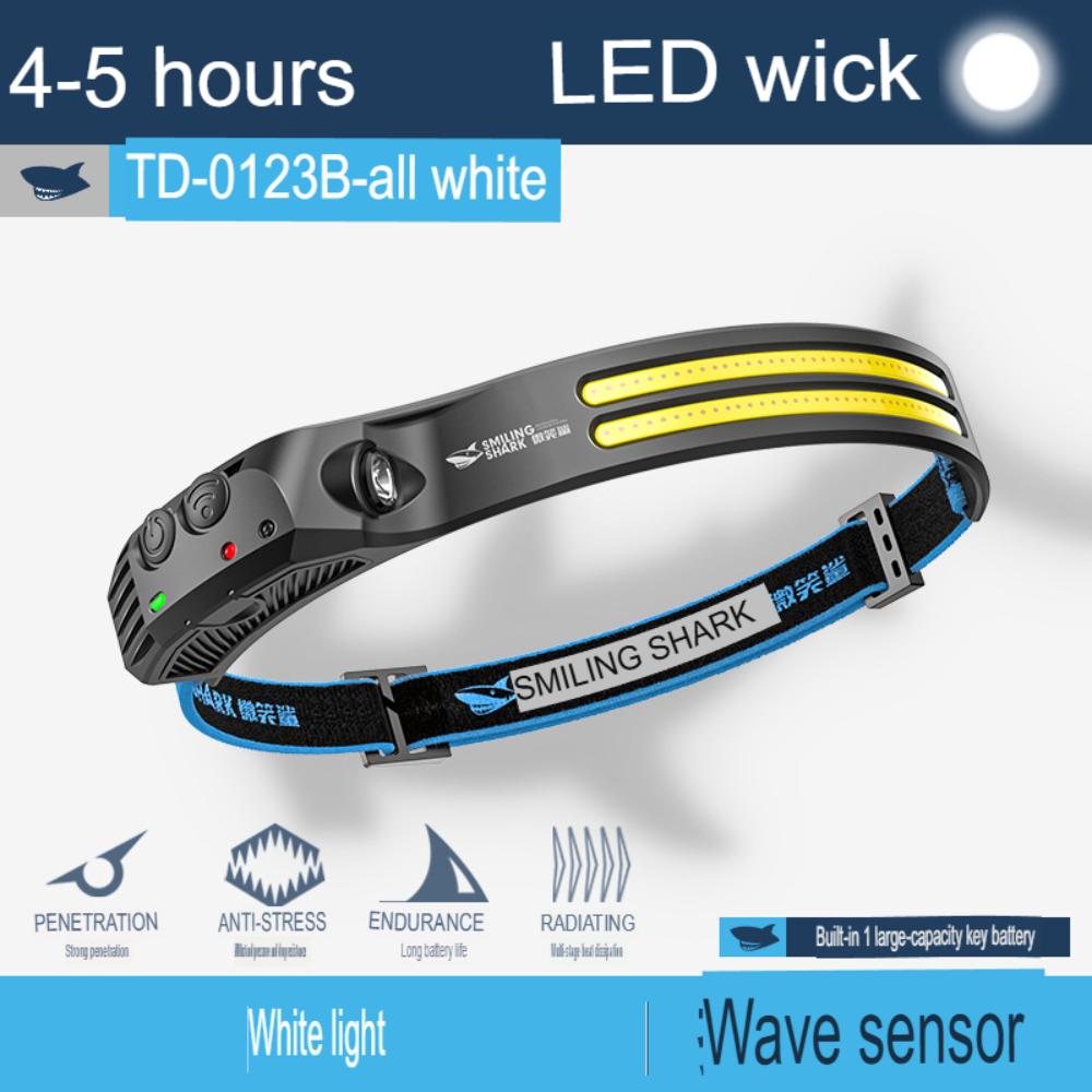 COB Headlight USB Rechargeable Head Lamp Super Bright Red Yellow White Light Multifunction Work Inspection Light