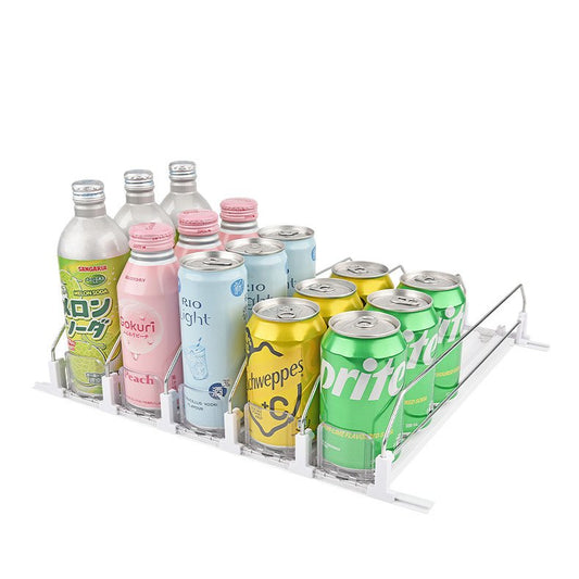 Drink Organizer for Fridge Self-Sliding Soda Can Dispenser with Locking Design 3 Rows Fridge Drink Dispenser Adjustable Width