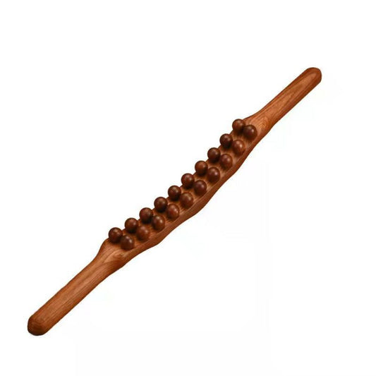 60CM 20 Beads Wooden Guasha Scraping Stick Massage Tools Anti Cellulite Massager for Shoulder Ultra Smooth Edge