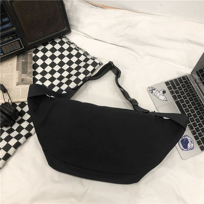 Big Size Korean Fashion Ulzzang Canvas Pouch Bag waist bag chest pack shoulder bag adjustable multiple storage slots