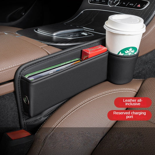 Car Seat Gap Filler Organiser with Cup Holder, Front Seat Gap Filler, Car Seat Side Pockets Organiser for Mobile Phones