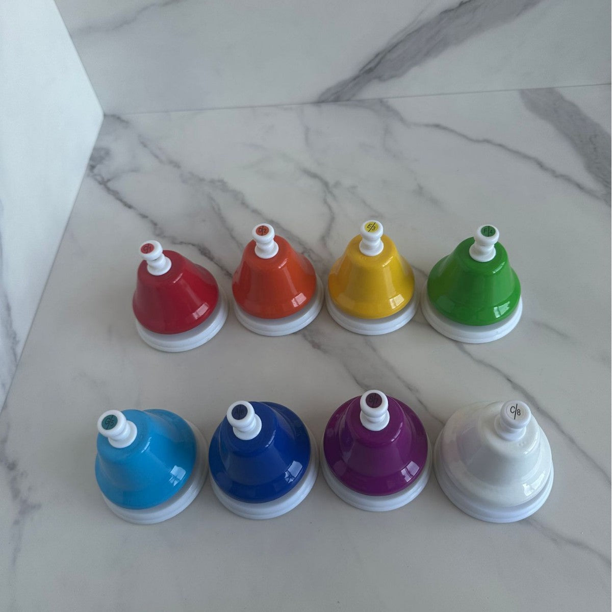 Desk Bells, 8 Notes Diatonic Metal Hand Bells, Rainbow Music Bells, Musical Learning Teaching Percussion Instrument