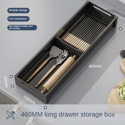 Aluminum Kitchen Organizer Expandable Cutlery Drawer Organizer Tray Multifunctional Storage Cutlery Drawer Tray