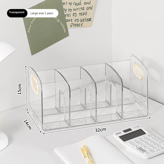 Divided Book Stand Book Organizer Box Children's Picture Book Desktop Sorting Rack A4 Paper Document Transparent Book Stand Bookshelf