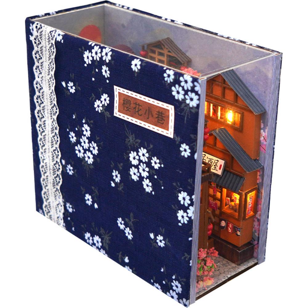 DIY Wooden Book Nook Miniatures Shelf Insert Dollhouse Building Bookshelf Bookend Home Decoration Doll Houses Toys