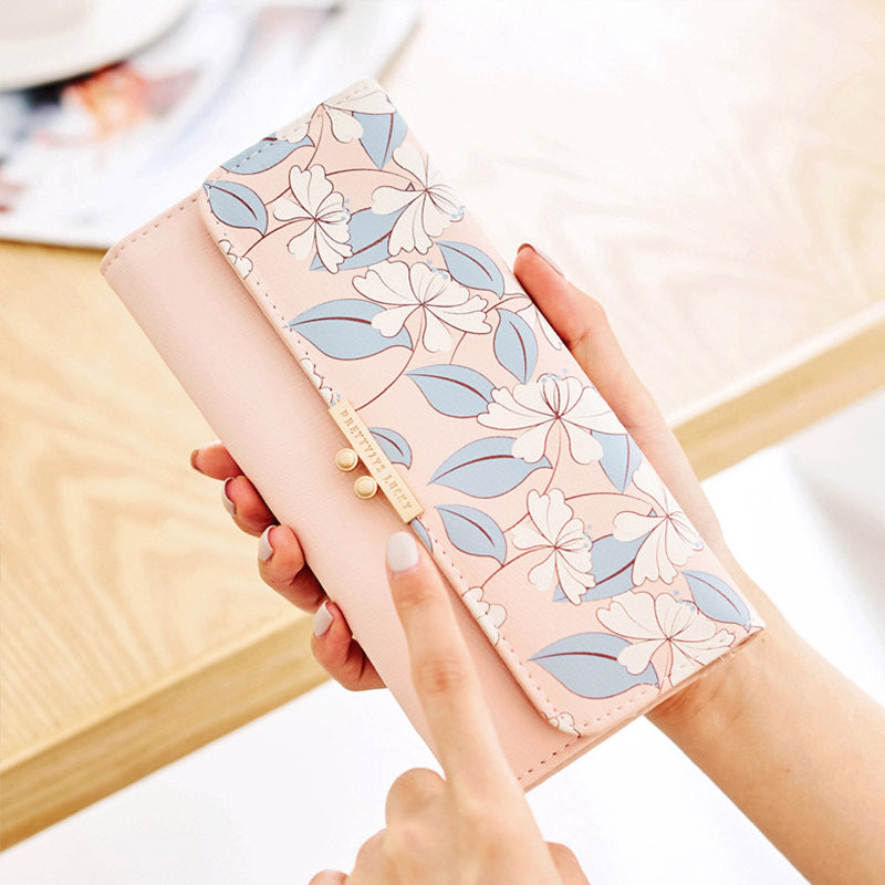 Fashion Women Wallet Long Design High Capacity Tri-Fold Card Holder Female PU Leather Ladies Purses Long Wallet