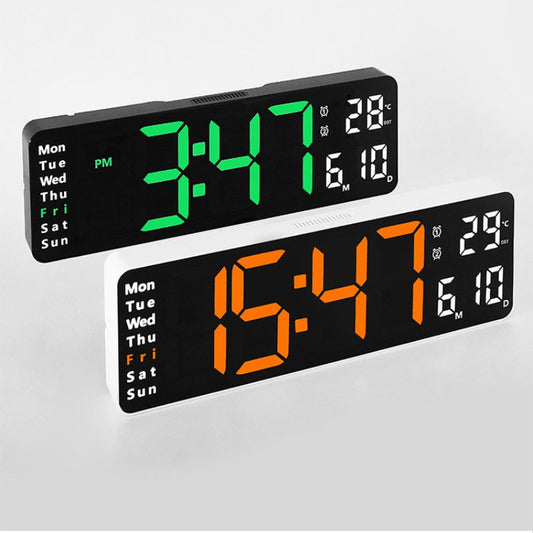 Digital Wall Clock Hanging Day/Day Temp Timing with Remote Control LED Display USB Mute for Home Night Stand Decoration