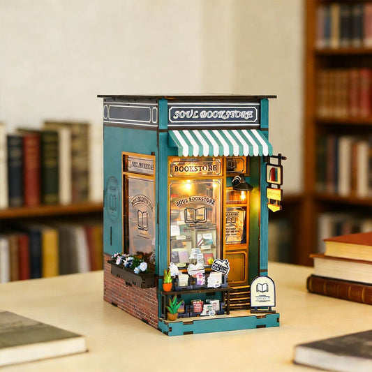 DIY 3D Book Nook Miniature Craft Kits Book Nook Kit with Sensor Led Light Gift Ideas 3D Puzzle Toys DIY Miniature House